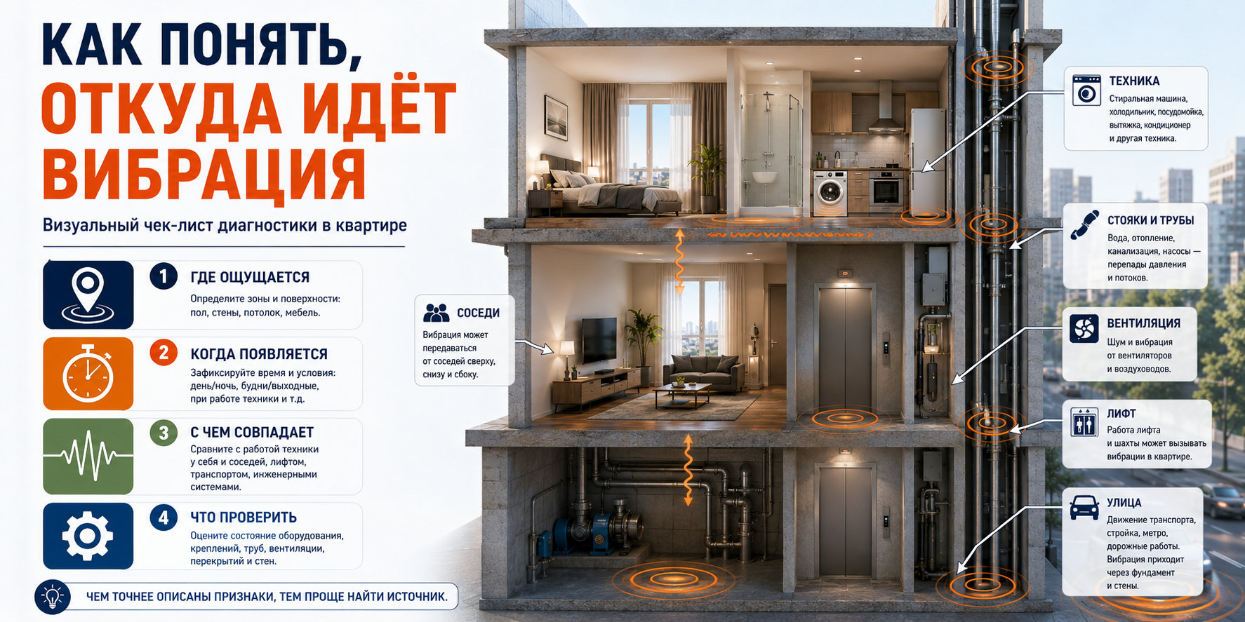 Схема фиксации времени, места и ритма вибрации в квартире