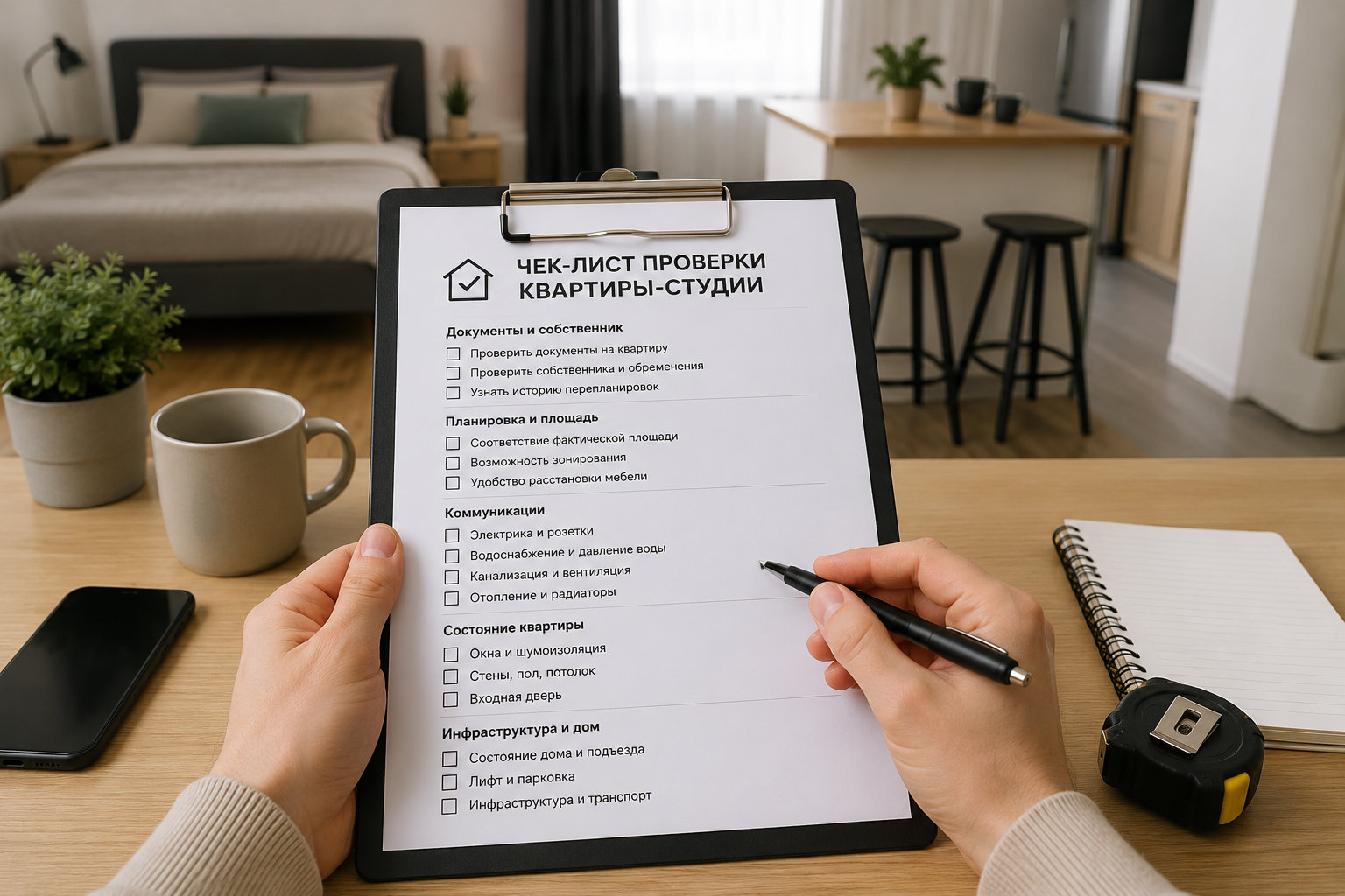 Чек-лист проверки квартиры-студии перед покупкой, ремонтом или арендой
