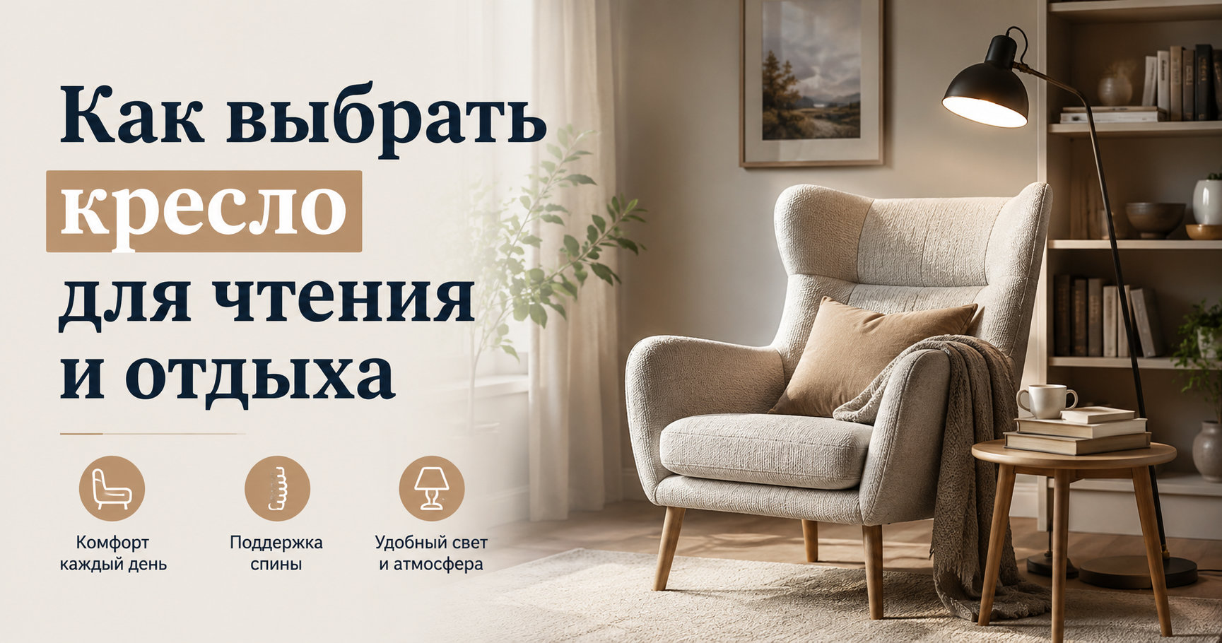Как выбрать кресло для чтения и отдыха Кресло для чтения в уютном светлом интерьере с торшером и книгами