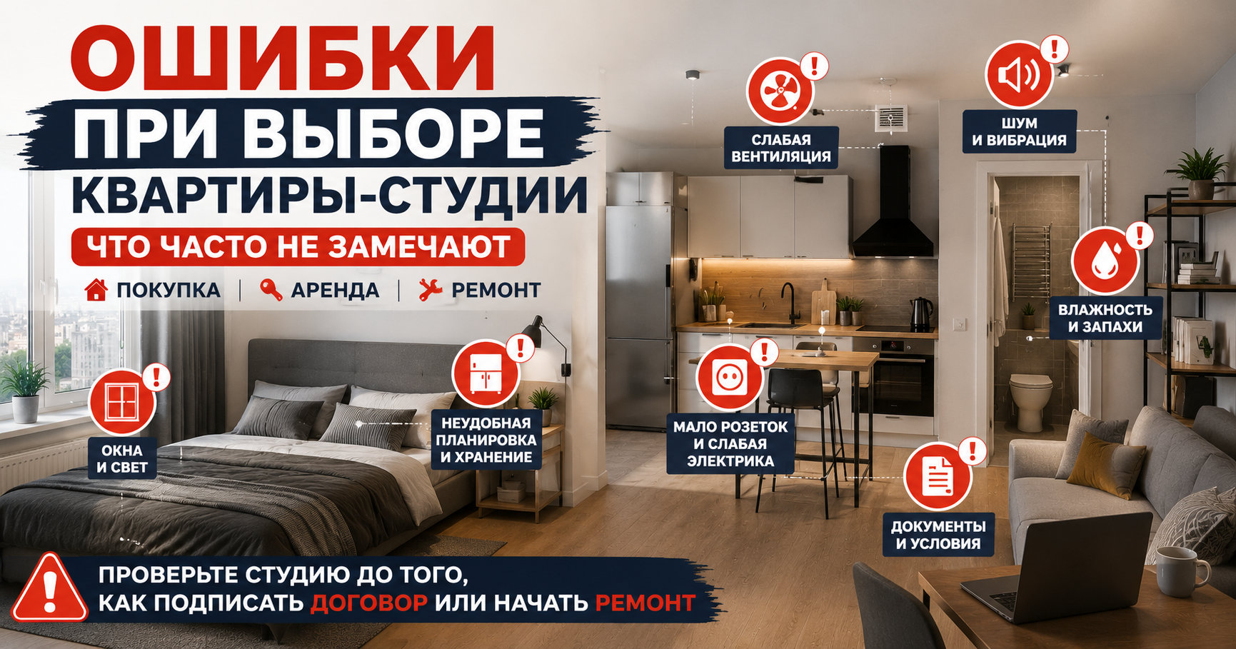 Ошибки при выборе квартиры-студии Типичные ошибки при выборе квартиры-студии перед покупкой, арендой или ремонтом