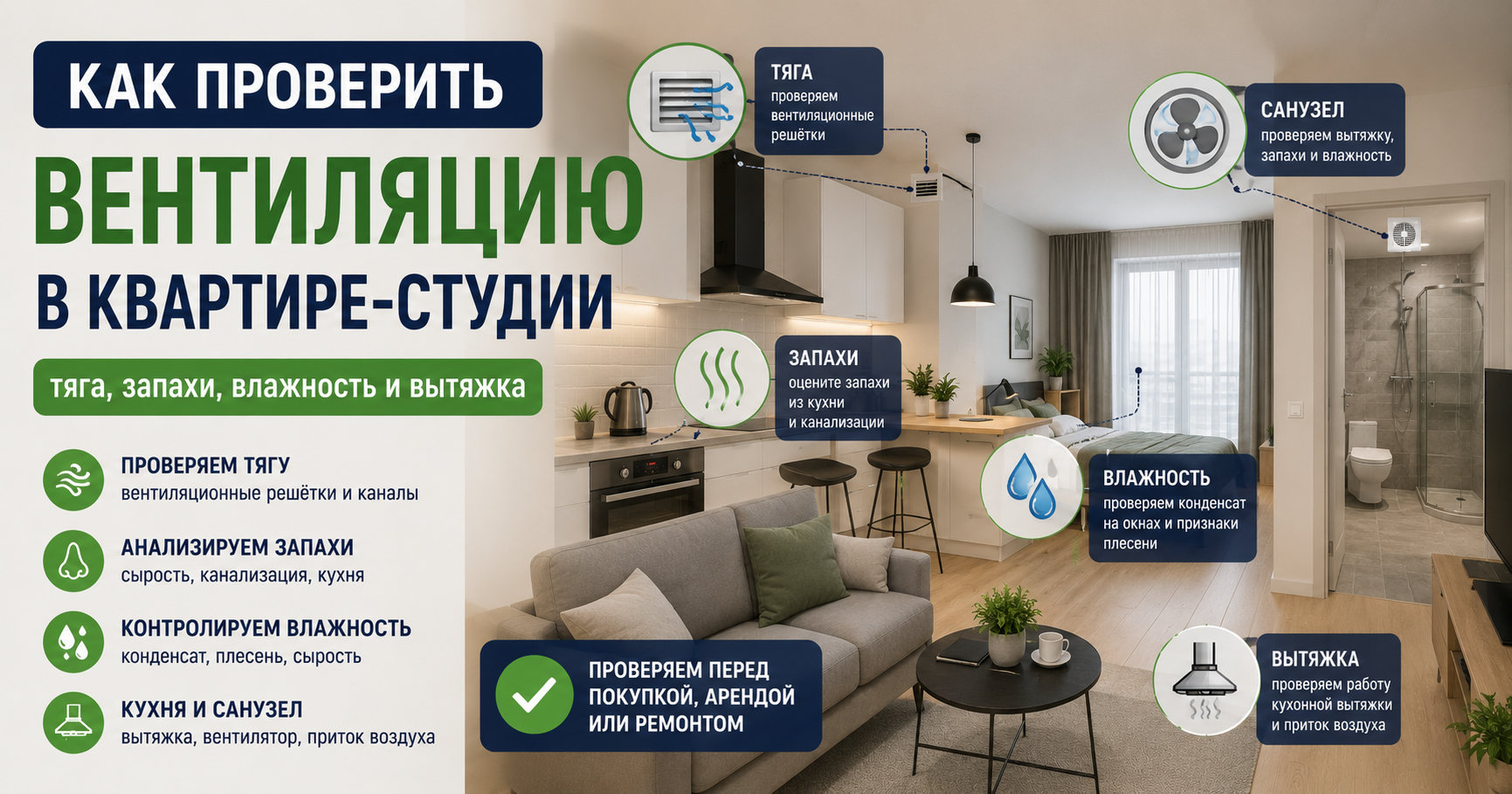 Как проверить вентиляцию в квартире-студии Проверка вентиляции в квартире-студии перед покупкой, арендой или ремонтом: тяга, запахи, влажность и вытяжка